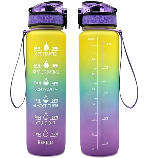 Bidon Motywacyjny 1000 ml Sportowy 1L / Butelka na Wodę / Podziałka+Gratis