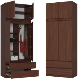szafa-z-nadstawka-2d-90-cm-drazek-na-wieszaki-6-polek-2-szuflady-wenge