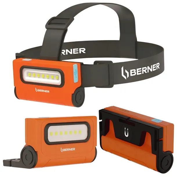 LATARKA LAMPA CZOŁOWA LED BERNER 2W1 USB-C AKUMULATOROWA 1015462
