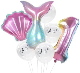 urodzinowe-balony-7-szt-konfetti-roczek-syrenka
