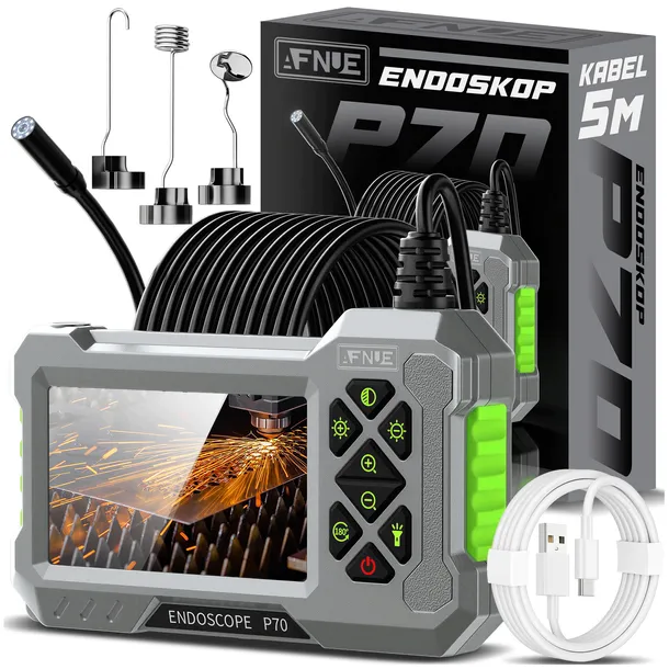 ENDOSKOP KAMERA INSPEKCYJNA FULL HD 5M IP67 WYŚWIETLACZ LCD 4,3" DO RUR USB