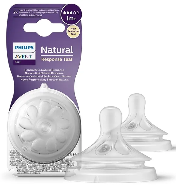 AVENT NATURAL RESPONSE SMOCZEK ANTYKOLKOWY DO BUTELKI 2szt 1m+ SCY963/02