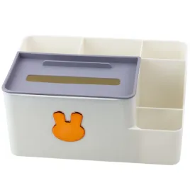 organizer-na-biurko-z-pudelkiem-na-chusteczki-zloty-krolik-bialy