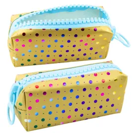 piornik-szkolny-organizer-w-kolorowe-kropki-duzy-suwak-zloty-21x8cm