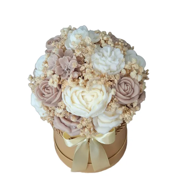 Flower Wax Box Wieczny Bukiet Kwiaty z Wosku Sojowego Prezent Urodziny