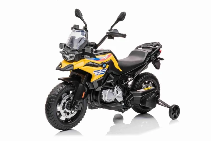 Motor BMW F850 GS na akumulator dla dzieci Żółty + Kółka pomocnicze + Audio
