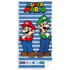 recznik-dzieciecy-super-mario-70x140-mario-luigi-niebieski-w-paski