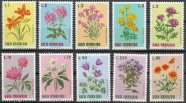 san-marino-1971-mnh-f-vf-sc-758-767-kwiaty