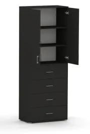 szafa-biurowa-czarny-do-sypialni-215x70x40-cm-2-drzwi-3-polki-4-szuflady