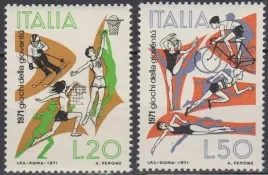 wlochy-1971-mnh-f-vf-sc1044-1045-sport-igrzyska-mlodziezowe