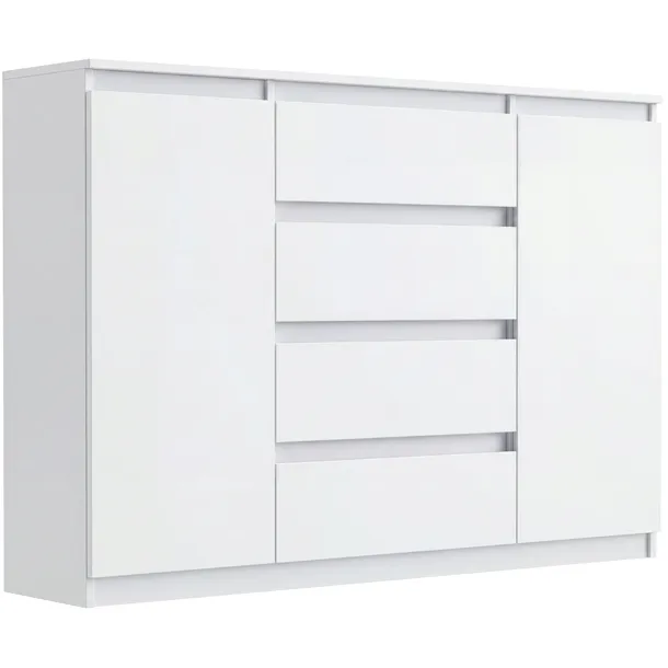 KOMODA 140CM 4 SZUFLADY 2 PÓŁKI BIAŁA R-140-S4