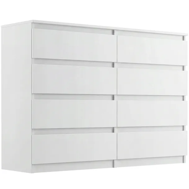 Nowoczesna KOMODA 140CM 8 SZUFLAD BIAŁA PL R-140-S8