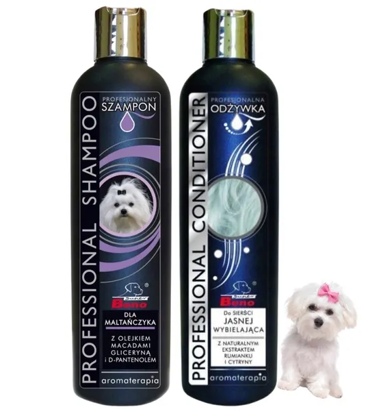 Super Beno szampon dla maltańczyka odżywka do jasnej sierści psa 2x 250 ml