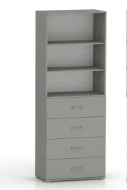 szafa-biurowa-szara-do-salonu-3-polki-215x50x40-cm-na-ksiazki-ubrania