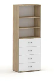 szafa-regal-dab-sonoma-biale-fronty-215x40x40-cm-3-polki-4-szuflady-pojemna