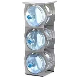 stojak-plastikowy-na-3-butle-wody-vio-pr-03-z-blatem-skladany-szary