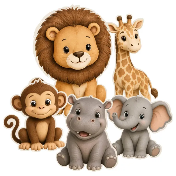 Zestaw Zwierząt Dekoracje Safari ZOO Chrzciny Urodziny Dziecko Roczek Party
