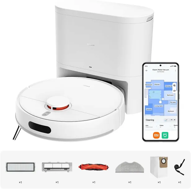 Robot sprzątający z funkcją mycia Xiaomi Robot Vacuum H40 10000 Pa stacja opróżniania worek 90 dni do sierści psa i kota WiFi