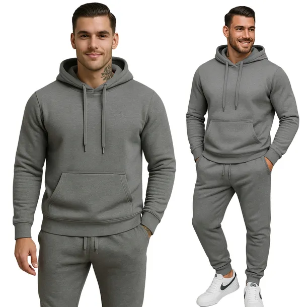 DRESOWY KOMPLET MĘSKI - DRES - KOLOR GRAFIT, SPODNIE I BLUZA Z KAPTUREM XL