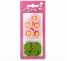 rosedecor-rozowe-rumianki-cukrowe-z-liscmi-10-szt