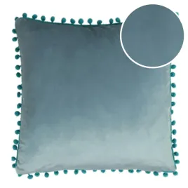 poszewka-na-poduszke-40x40-dekoracyjna-styl-boho-pompony-niebieska-miekka