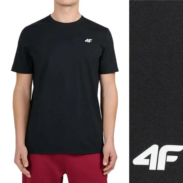 KOSZULKA MĘSKA 4F GŁADKA TSHIRT BAWEŁNA PODKOSZULEK M3341 20S CZARNA r. L