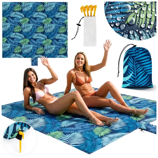 WODOODPORNA MATA PLAŻOWA TURYSTYCZNA KOC 200x220 CM SKŁADANA LEKKA + ETUI