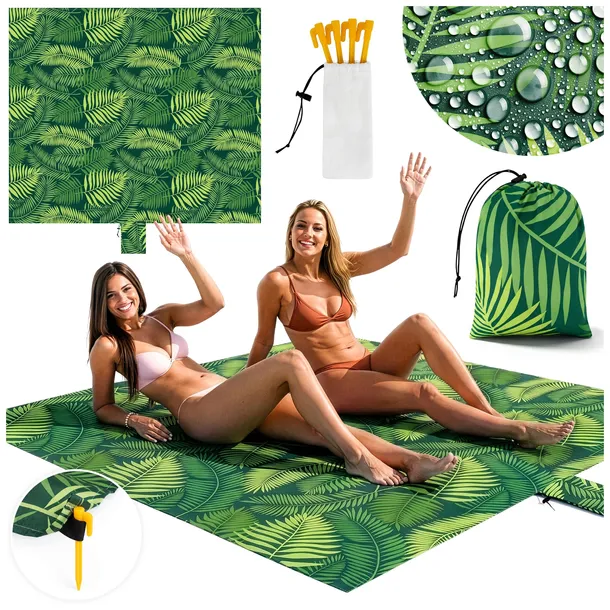 WODOODPORNA MATA PLAŻOWA TURYSTYCZNA KOC 200x220 CM SKŁADANA LEKKA + ETUI