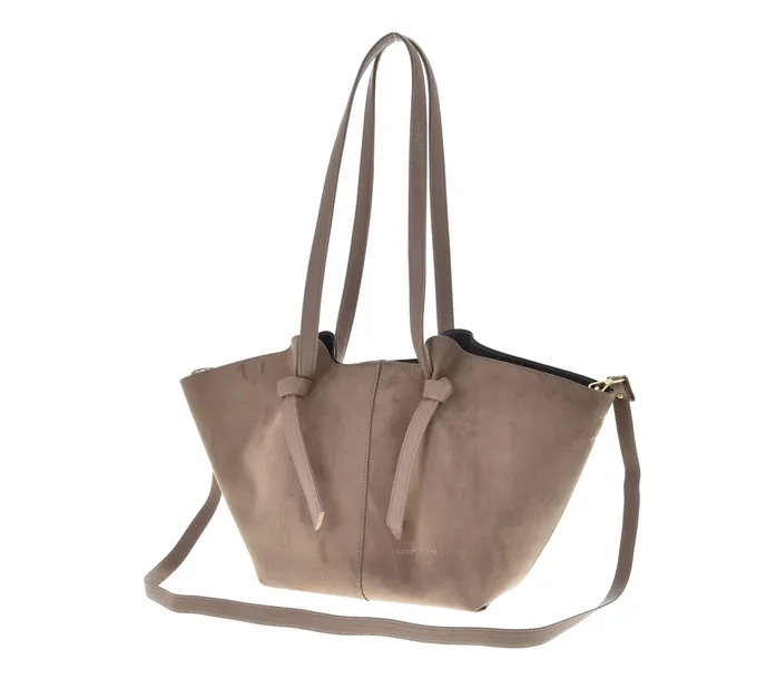 Torebka damska Laura Biaggi taupe zamszowa, shopperka na ramię z paskiem