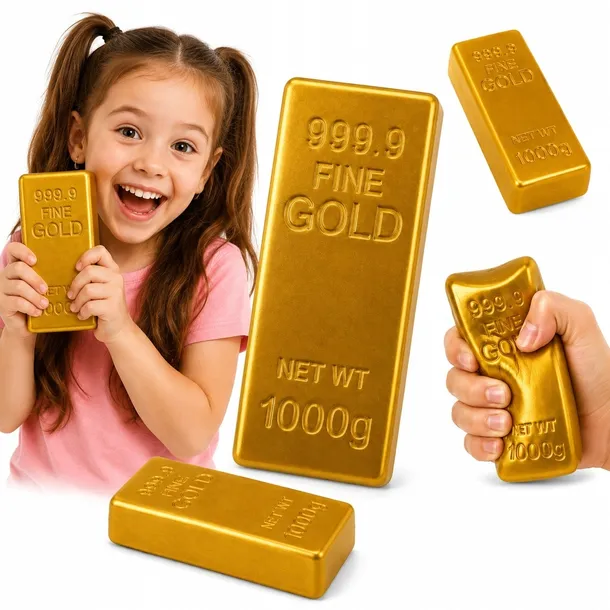 Gniotek Antystresowy Squishy Sztabka Złota Miękki Sensoryczny Złoty ForKids