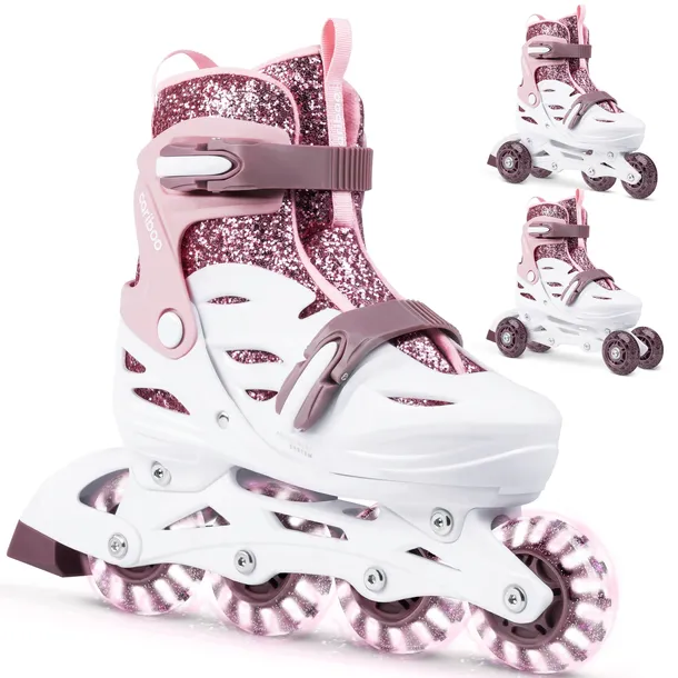 Cariboo Ballerina 3w1 Rolki Wrotki Tryb Pomocniczy Regulowane Koła Led S