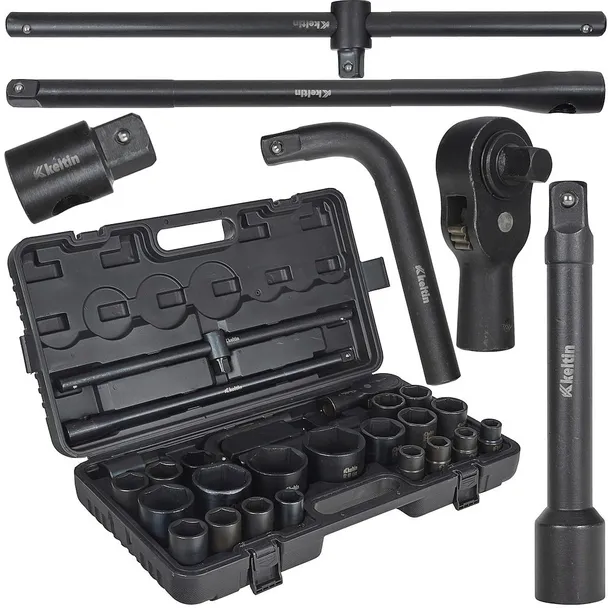ZESTAW NASADOWYCH KLUCZY UDAROWYCH 26EL. NASADKI 6-kąt 3/4” 17-65MM K00095