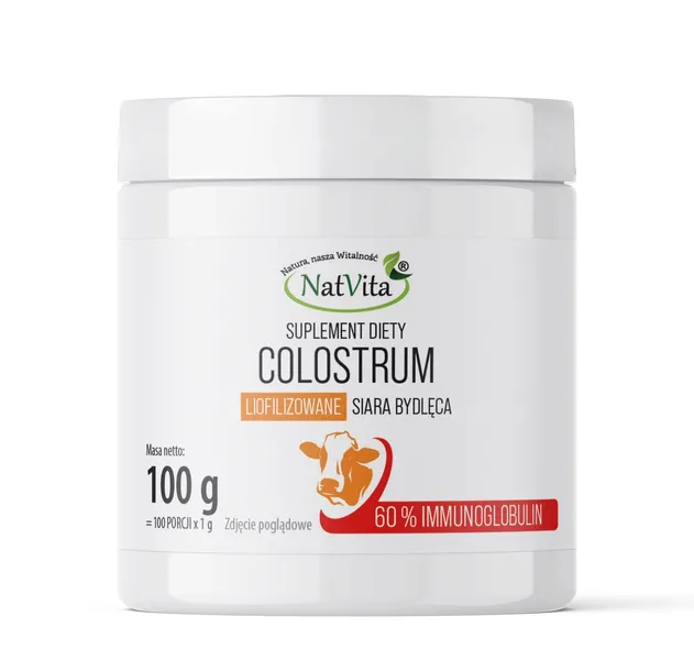 Colostrum Siara Bydlęca 60% Ig Naturalne Liofilizowane Proszek 100g NatVita