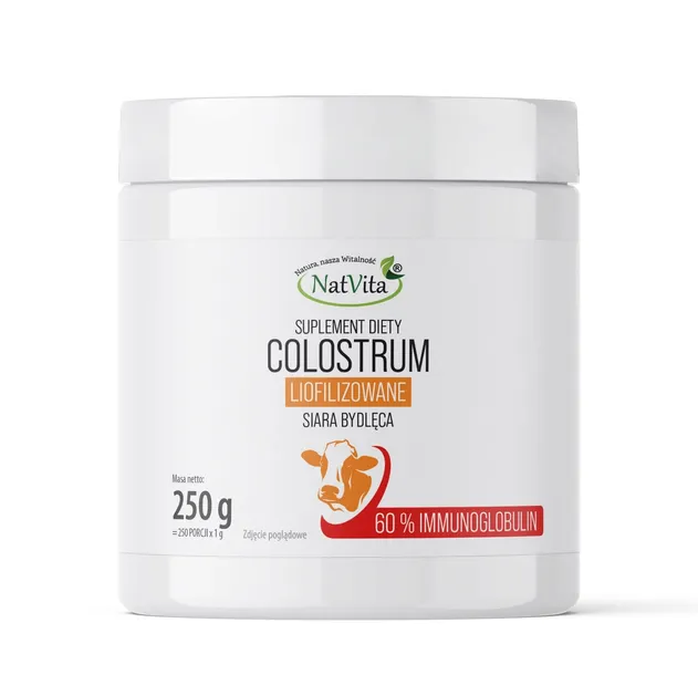 Colostrum Siara Bydlęca 60% Ig Naturalne Liofilizowane Proszek 250g NatVita