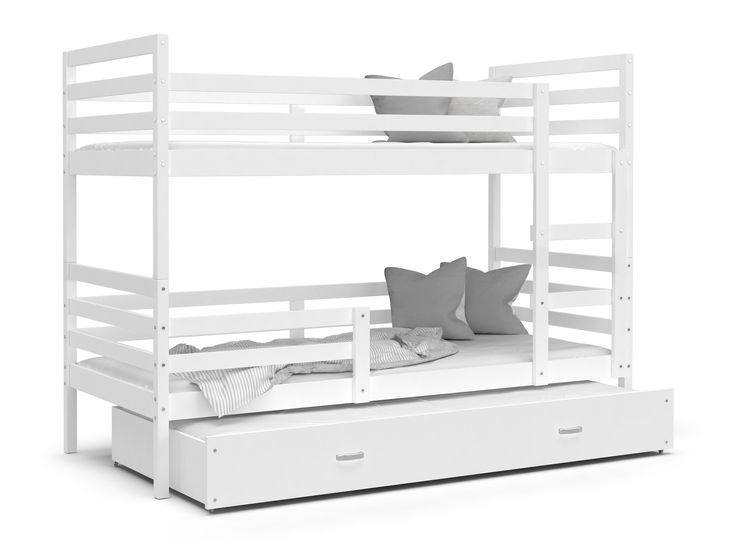 Łóżko piętrowe JACEK 3 osobowe + materace szuflada