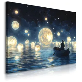 obraz-na-plotnie-do-sypialni-nocny-rejs-ksiezyce-gwiazdy-abstrakcja-100x70