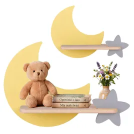 lampka-nocna-led-do-snu-kinkiet-z-polka-drewniana-dla-dzieci-ksiezyc-zolty