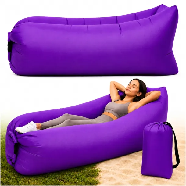 NADMUCHIWANA ROZKŁADANA SOFA LAZY BAG AIR NA PLAŻE FOTEL MATERAC FIOLET