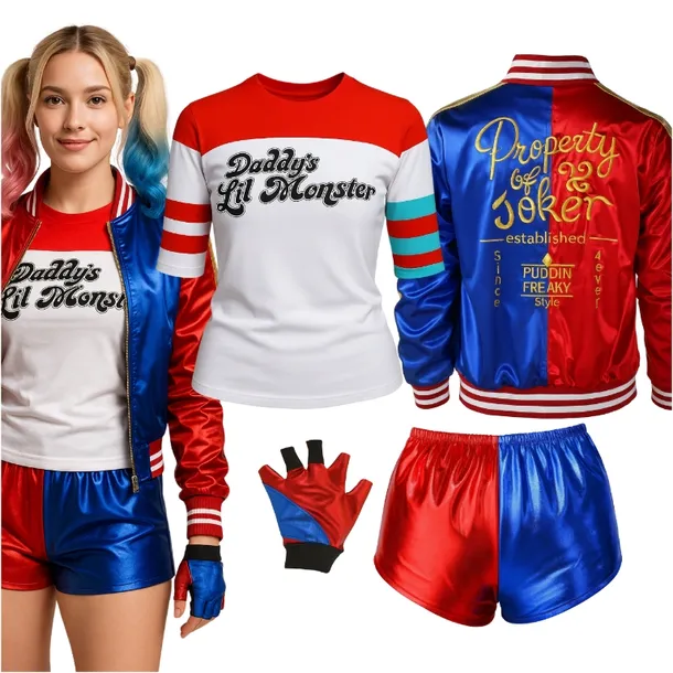 STRÓJ HARLEY QUINN JOKER BATMAN GOTHAM PRZEBRANIE KOSTIUM HALLOWEEN 4EL L