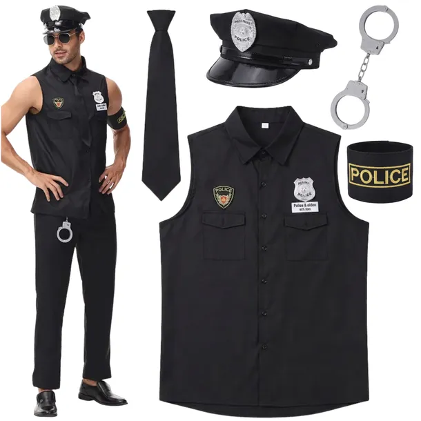 STRÓJ POLICJANTA DLA MĘŻCZYZN STRÓŻ PRAWA PRZEBRANIE HALLOWEEN KARNAWAŁ L