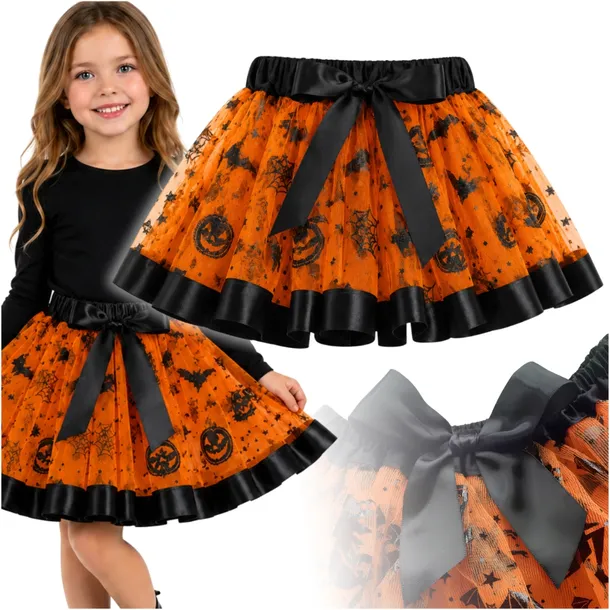 SPÓDNICZKA TUTU TIULOWA ROZKLOSZOWANA AKCESORIA HALLOWEEN KARNAWAŁ DYNIA