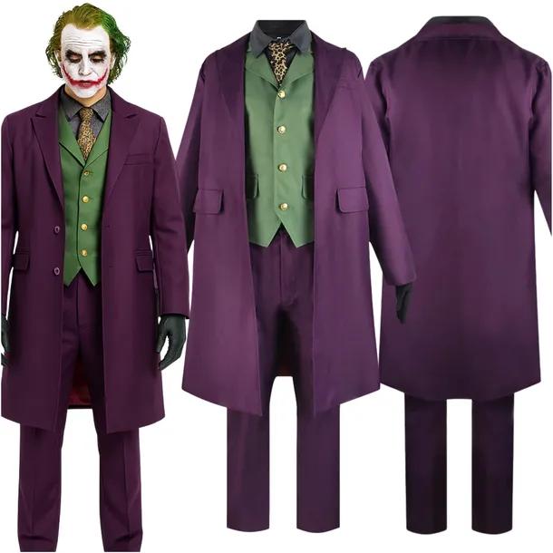 STRÓJ JOKER KLAUN KOSTIUM BATMAN PRZEBRANIE COSPLAY HALLOWEEN ZESTAW 6EL