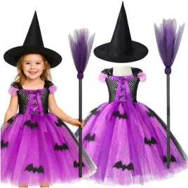 stroj-wiedzmy-zestaw-sukienka-tutu-kapelusz-miotla-fiolet-halloween-bal