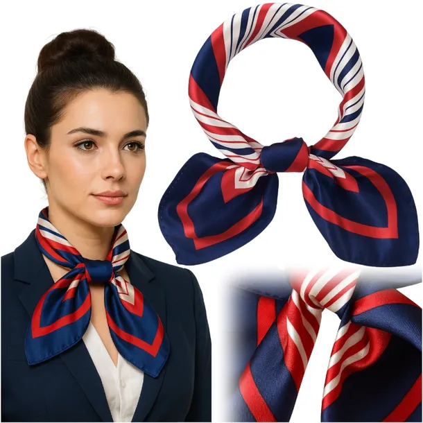 APASZKA STEWARDESSY CHUSTA NA SZYJĘ KOBIECA CHUSTKA CZERWONO GRANATOWA