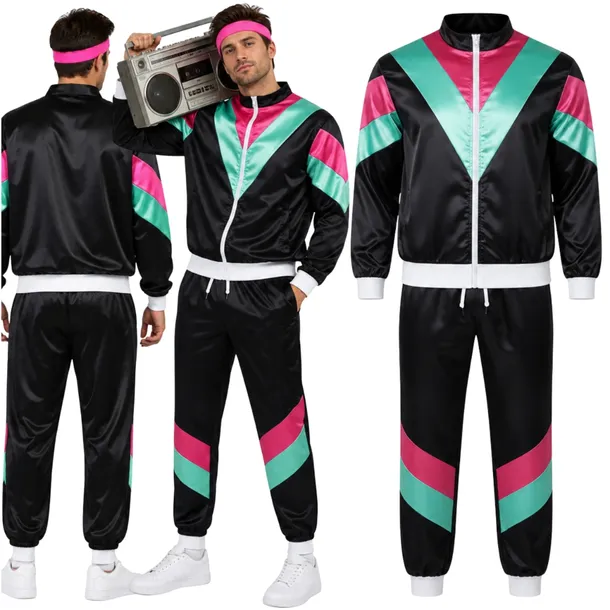 KOSTIUM LAT 80 PRZEBRANIE RAP DISCO HIP HOP NA IMPREZĘ TEMATYCZNĄ RETRO L