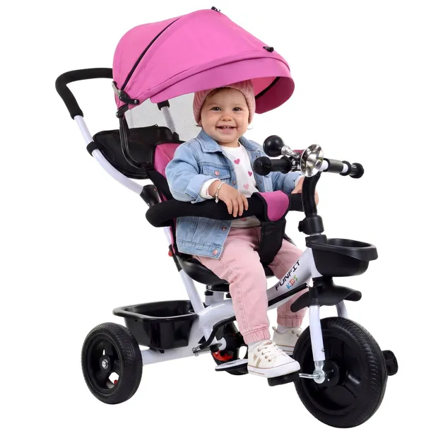 Rowerek trójkołowy spacerowy z trąbką dla dzieci Funfit Kids Twist różowy