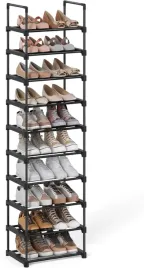 regal-na-buty-10-poziomow-stojak-polka-metalowa-waska-czarna