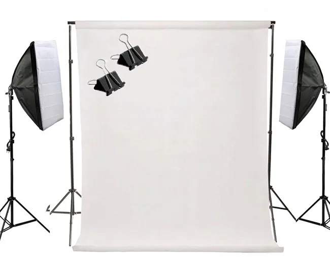 ZESTAW STUDYJNY : 2x SOFTBOX 50x70 E27, 600W TŁO 1,6x5m BIAŁE STATYWY 230cm