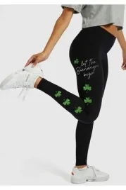 czarne-legginsy-damskie-z-zielonymi-koniczynkami-i-napisem-s-m-5ia