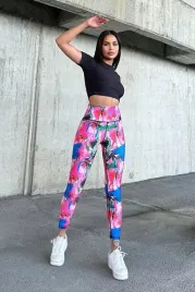 legginsy-damskie-wysoki-stan-wzor-palmy-kolorowe-m-5ia